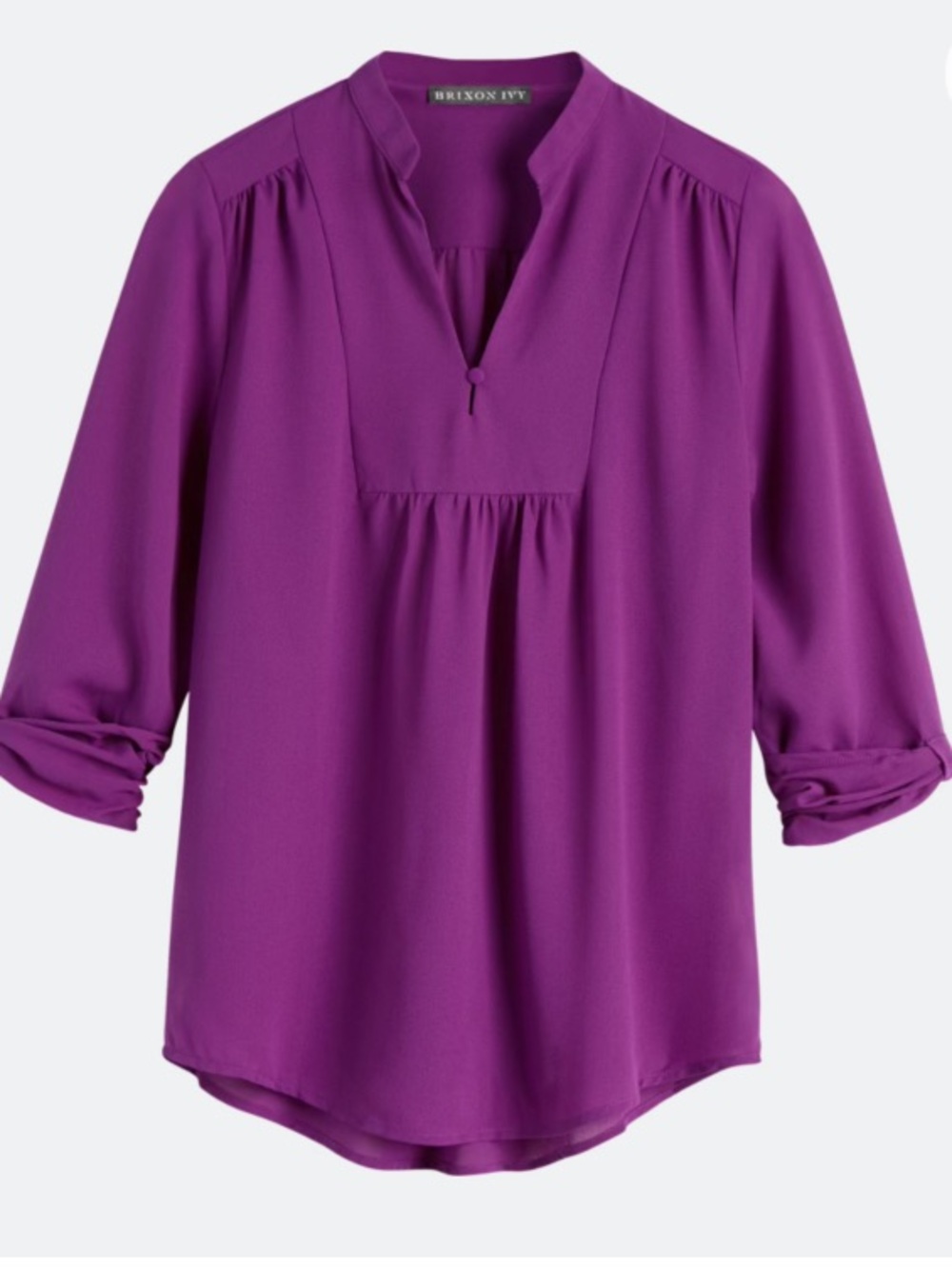 Brixon Ivy Vibrant Purple Split-Neck Roll-Tab Blouse